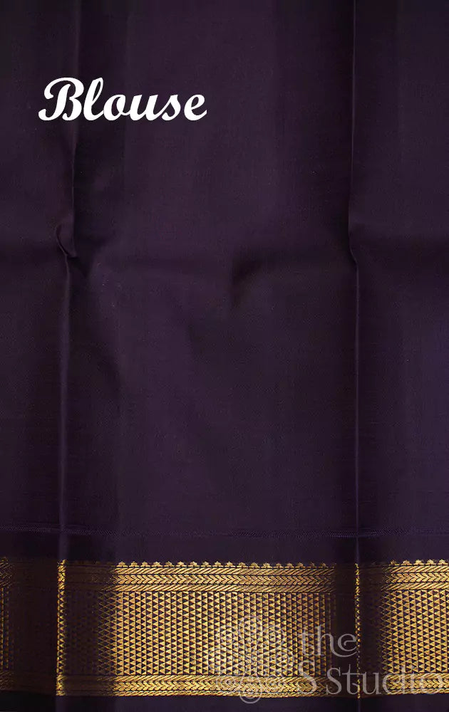 Dark Lavender kanchi silk saree with korvai navy blue border