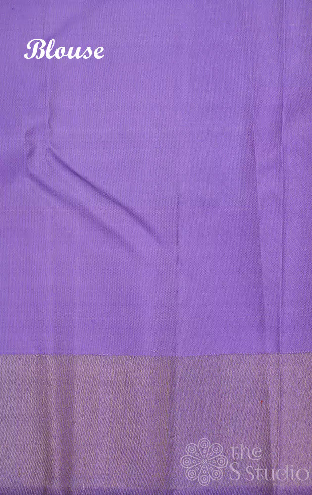 Lavender zari checked kanchi silk saree with ettu kol zari border