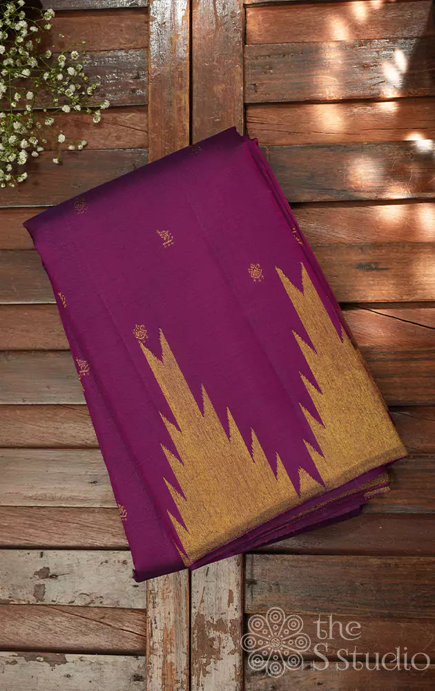 Purple temple border kanchipuram silk saree