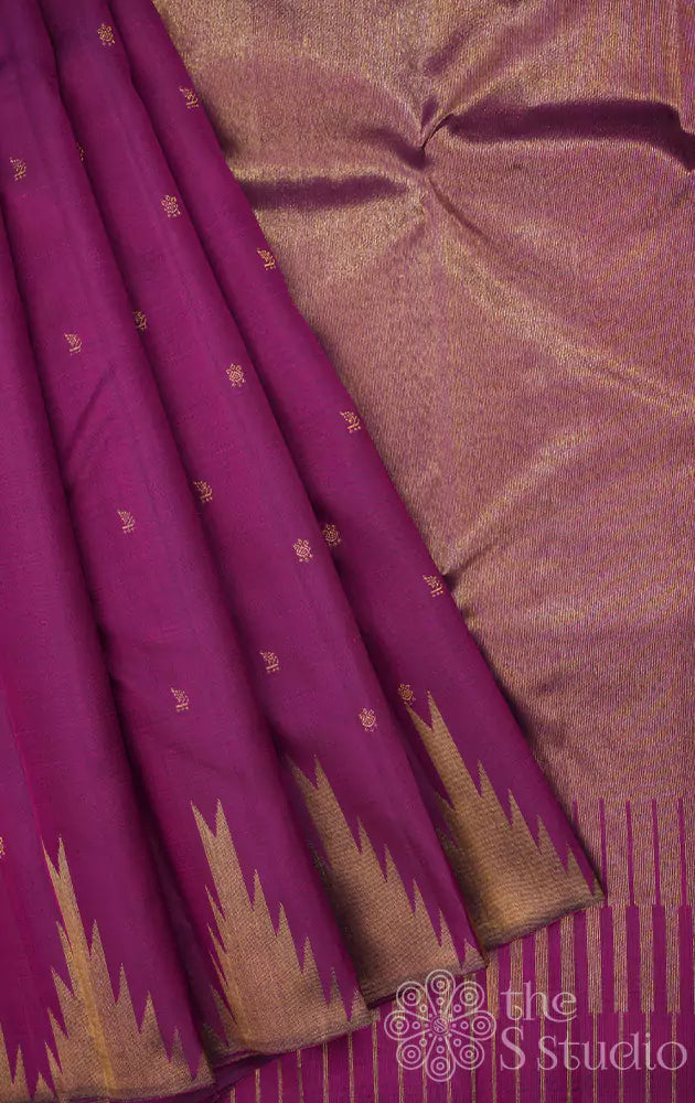 Purple temple border kanchipuram silk saree