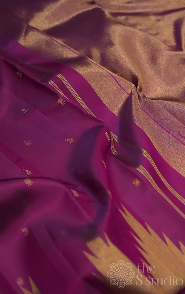 Purple temple border kanchipuram silk saree