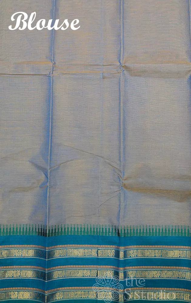 Grey Kanchi Cotton Saree with Ganga Jamuna and Zari Varisaipet Border