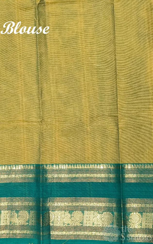 Light green kanchi cotton saree with green border