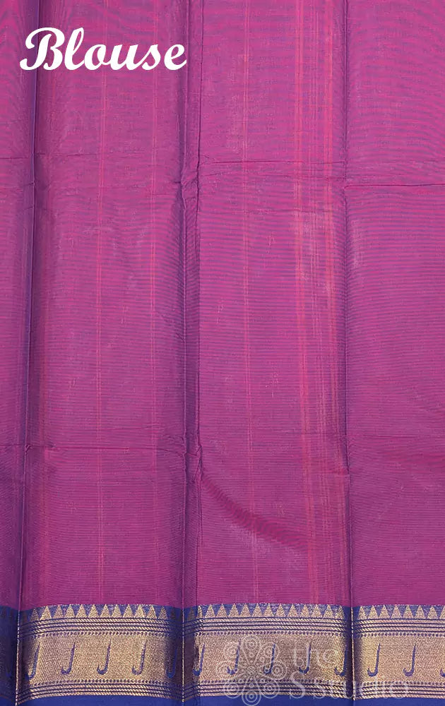 Vadamalli colour Kanchi Cotton Saree with Blue Zari Border