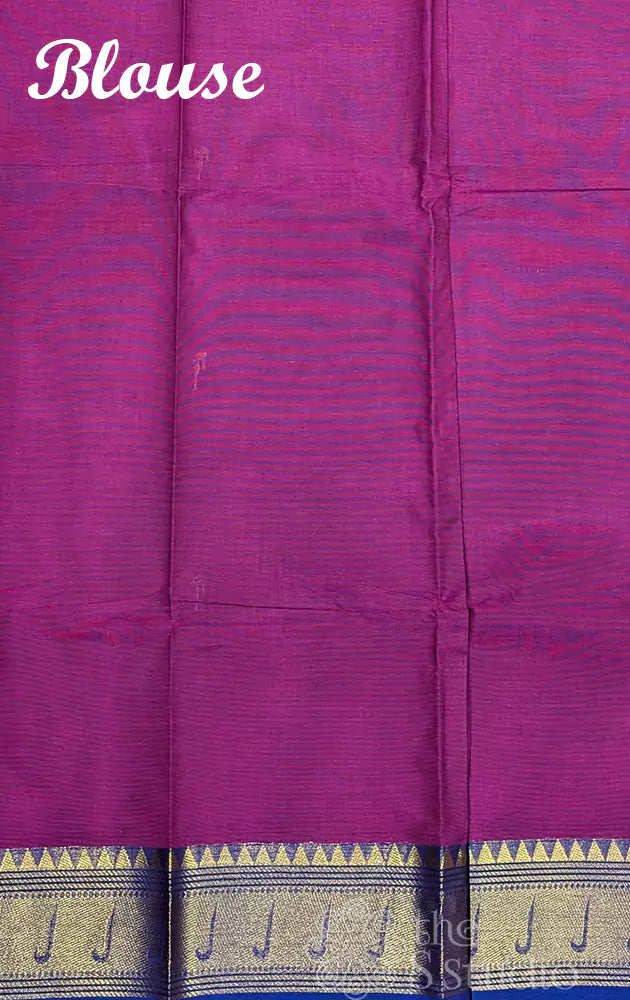 Magenta Kanchi Cotton Saree with Zari Border