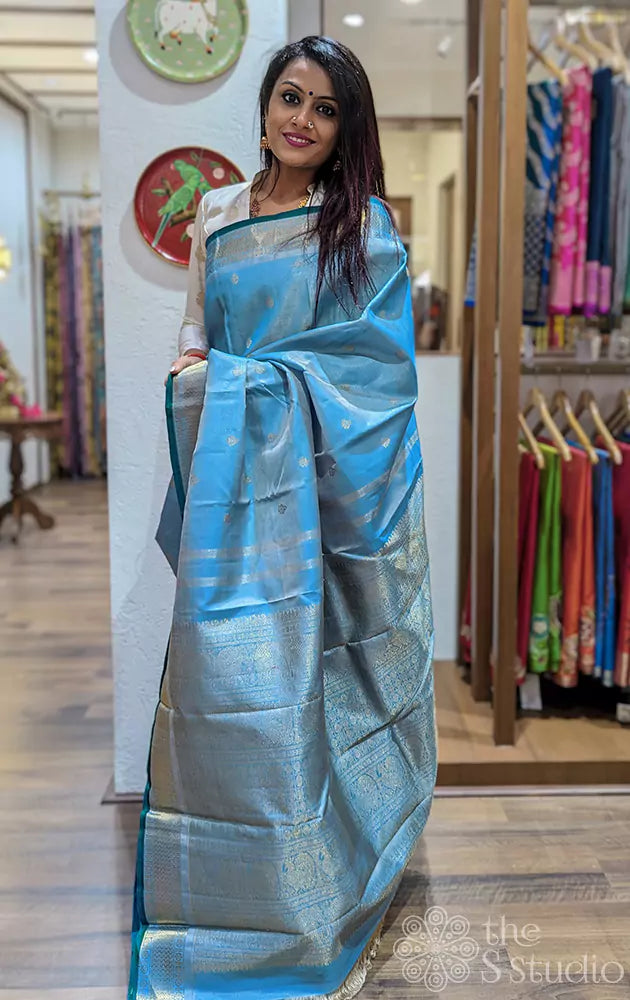 Powder blue vairaoosi kanjivaram silk saree