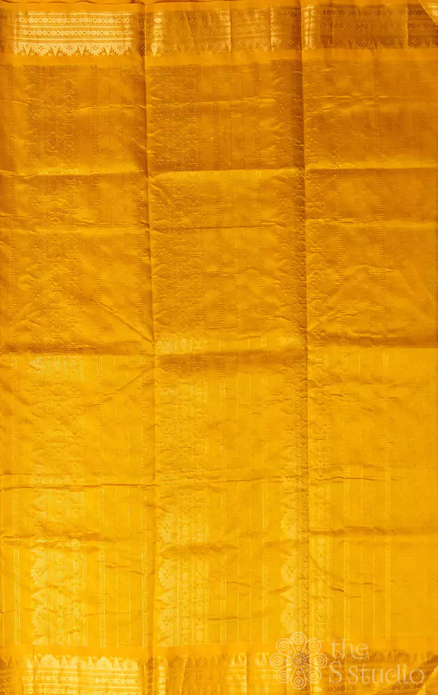 Green printed handloom silk cotton saree with korvai border