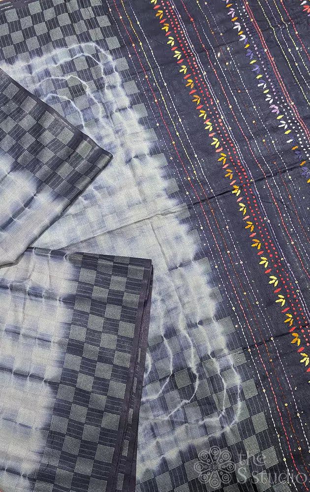 Lavender Bengal cotton saree with dark lavender border