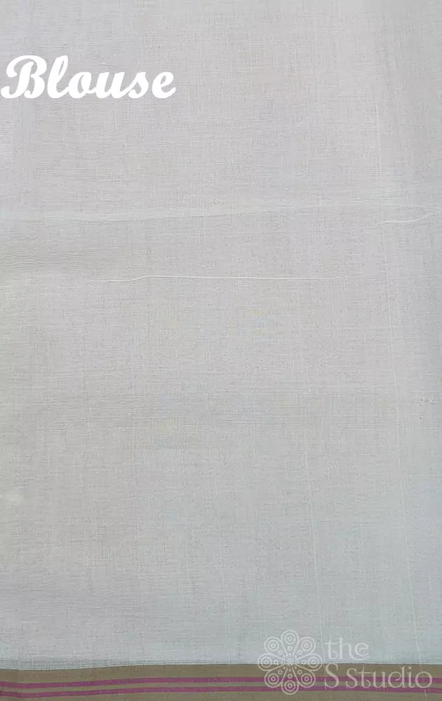 White bengal cotton with pink selvedge