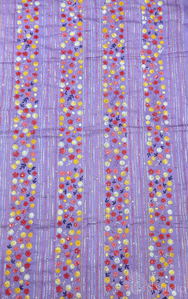 Light yellow Bengal cotton saree with lavender border and pallu