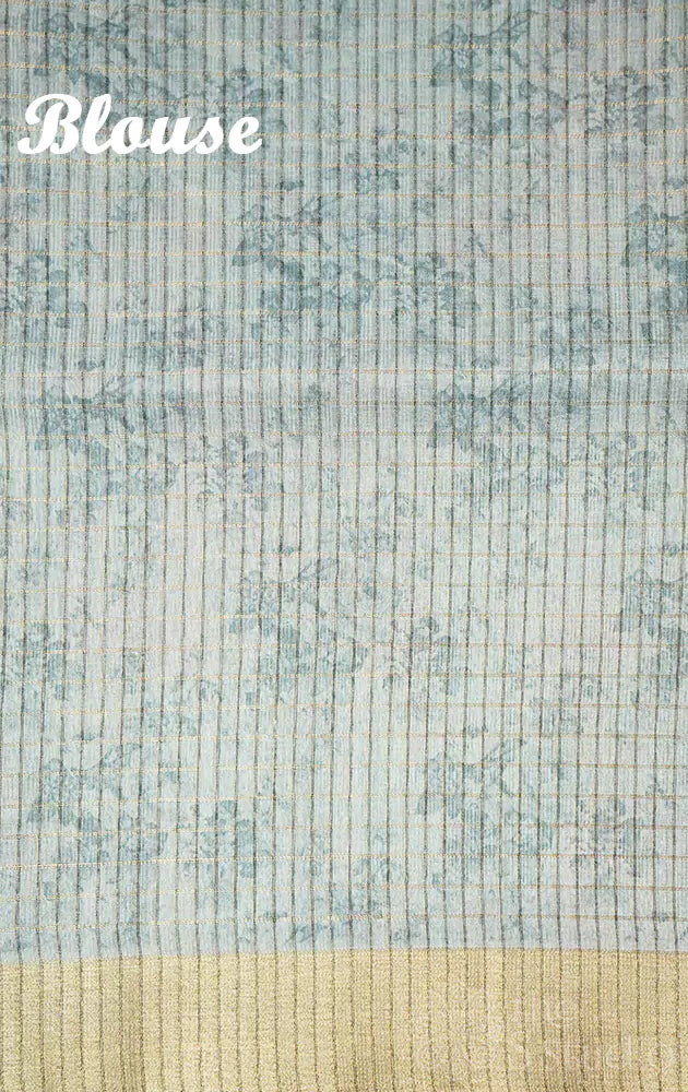 Light blue semi tussar saree with floral prints