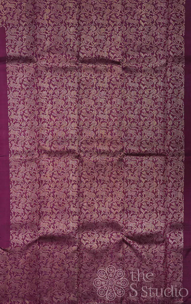 Purple kanjivaram silk saree with vanasingharam border