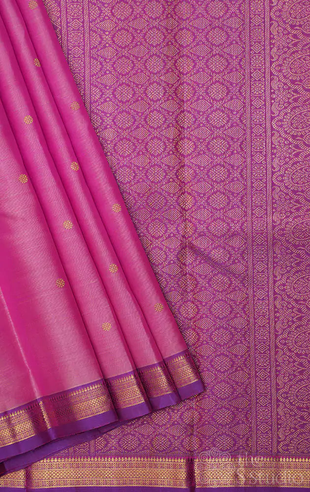 Onion pink kanchi silk saree with purple small border