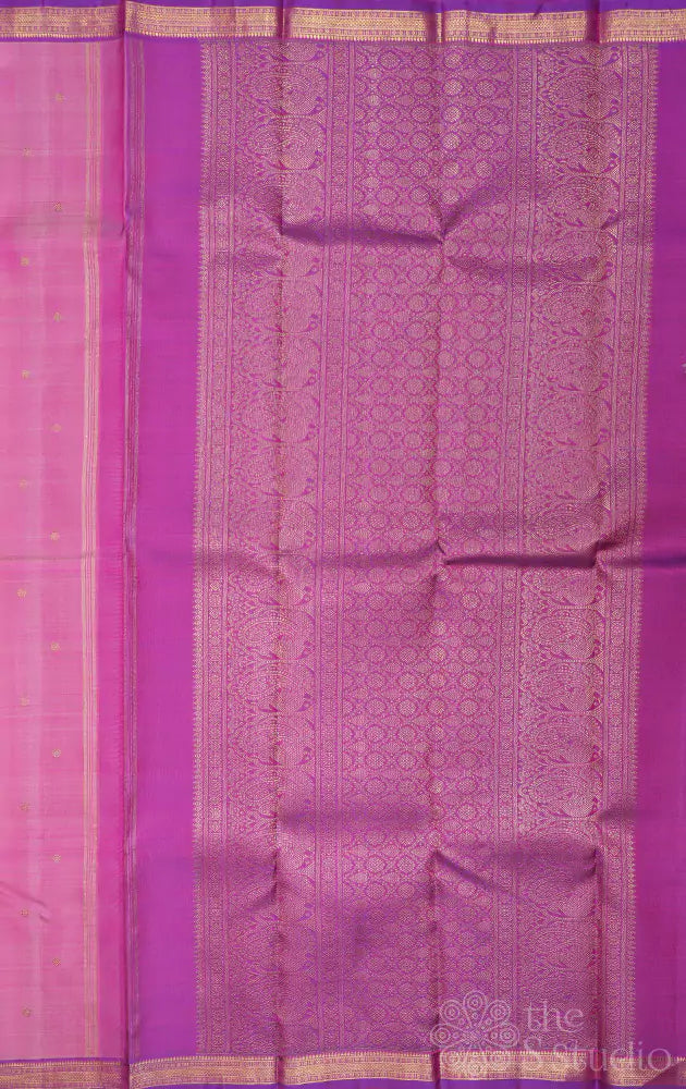 Onion pink kanchi silk saree with purple small border
