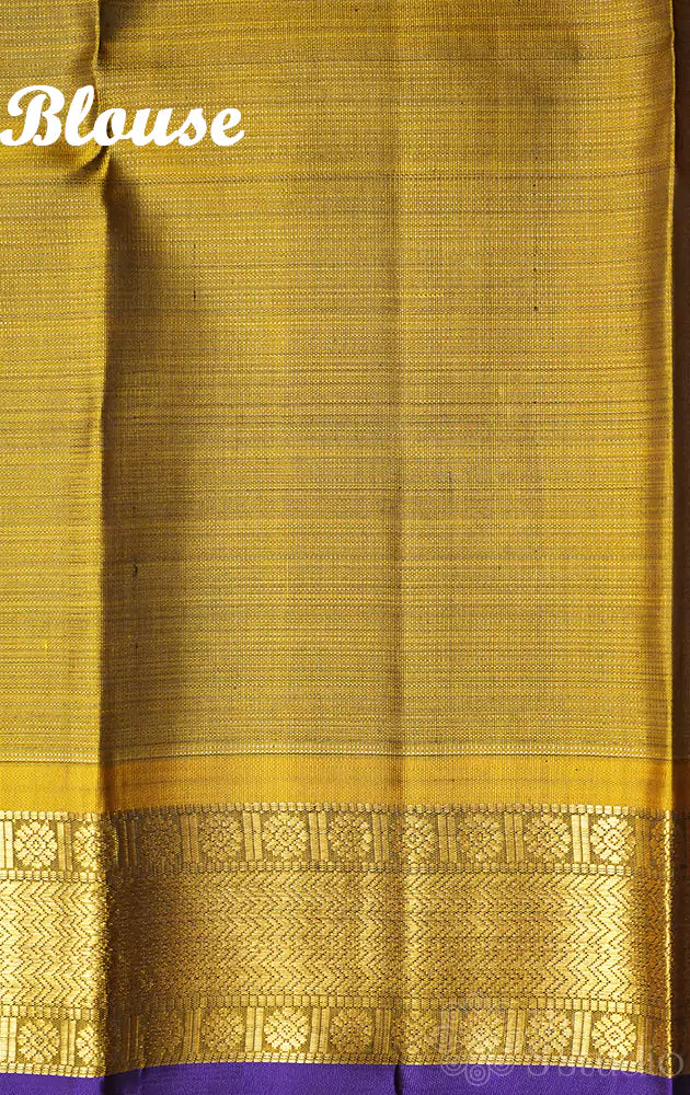 Golden mustard vaira oosi kanjivaram silk saree