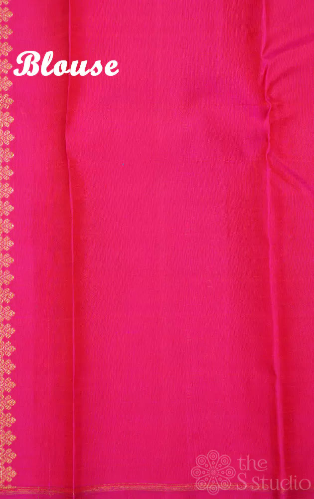 Bluish green colour kanchipuram silk saree with bird motifs