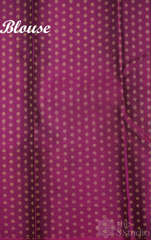 Moss green kanchi pattu saree with purple border