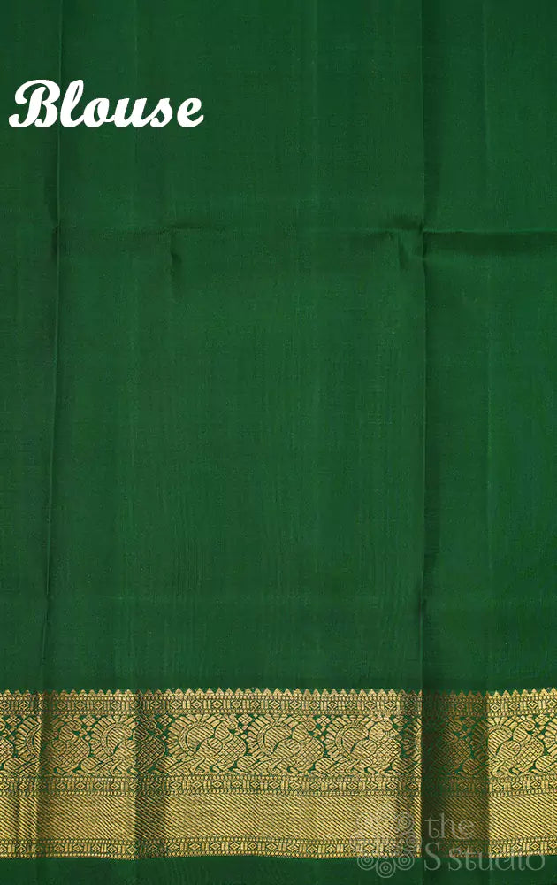 Light pink zari checked kanchipuram silk saree with yaazhi motifs