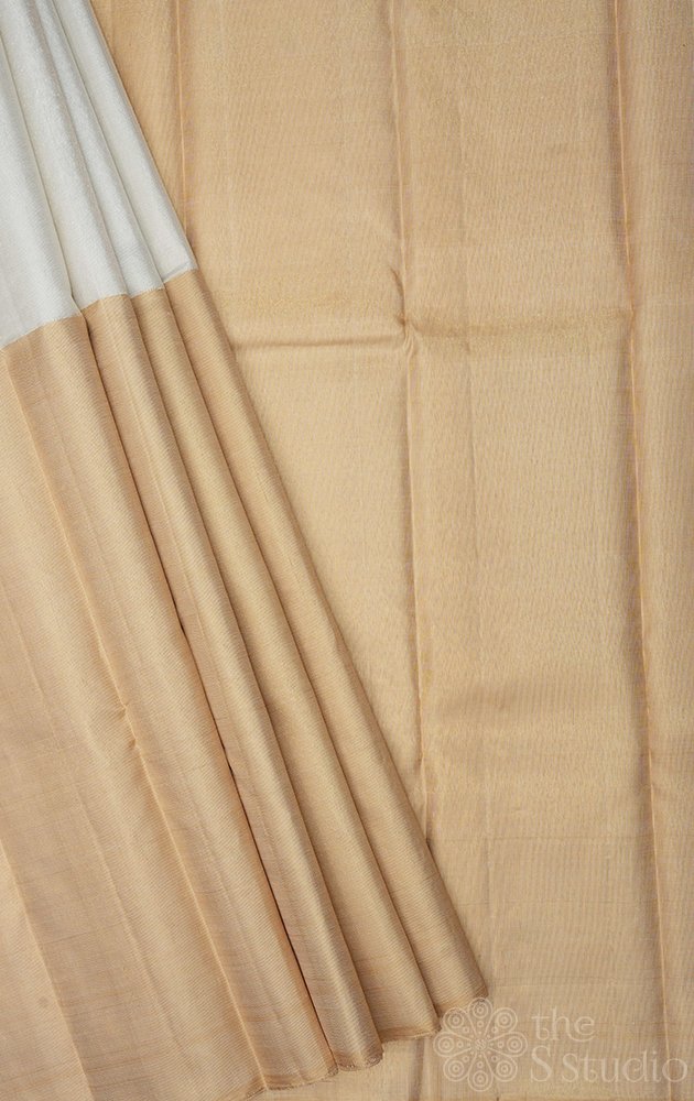 Silver and gold tissue kanchipuram silk saree for onam