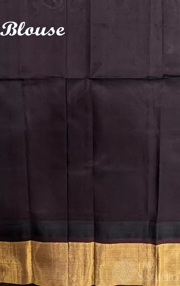 Off white korvai silk cotton saree with pen kalamkari