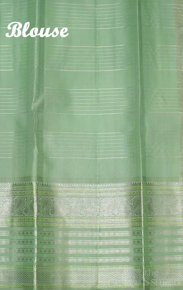 Mauve checked kanchipuram silk saree with korvai border