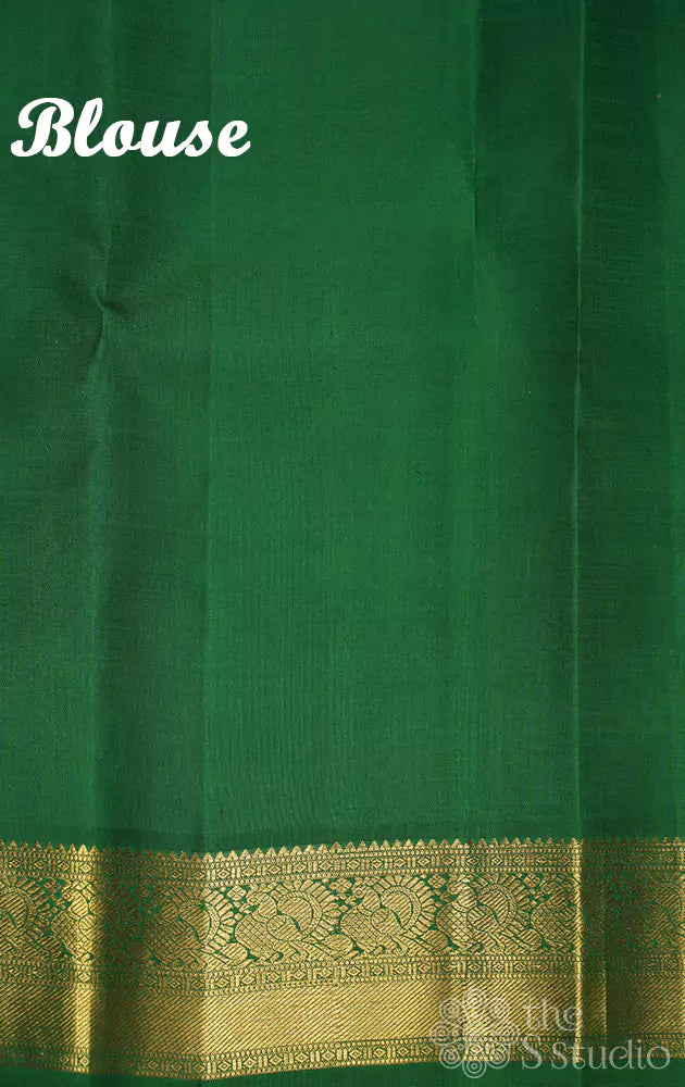Violet zari checked kanchipuram silk saree with yazhi motifs
