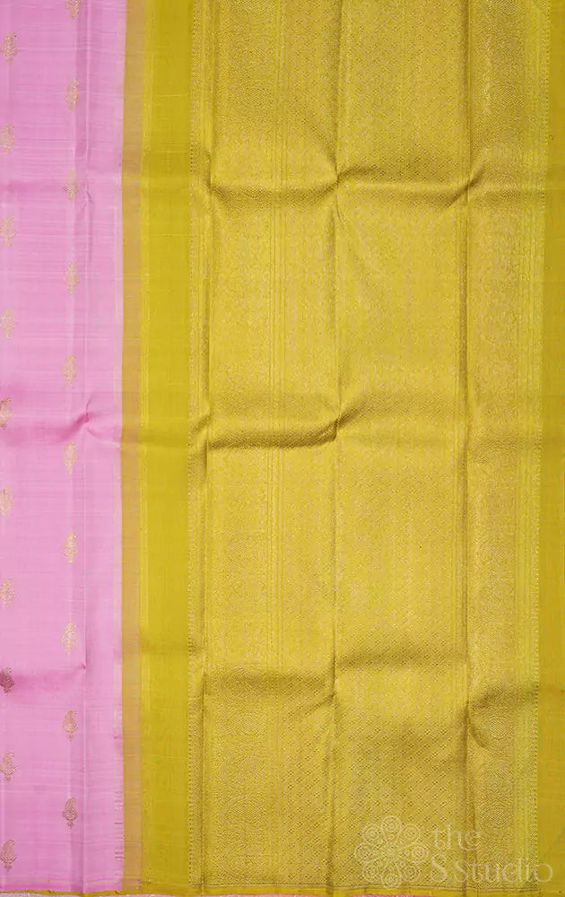 Light pink kanchi silk saree without border