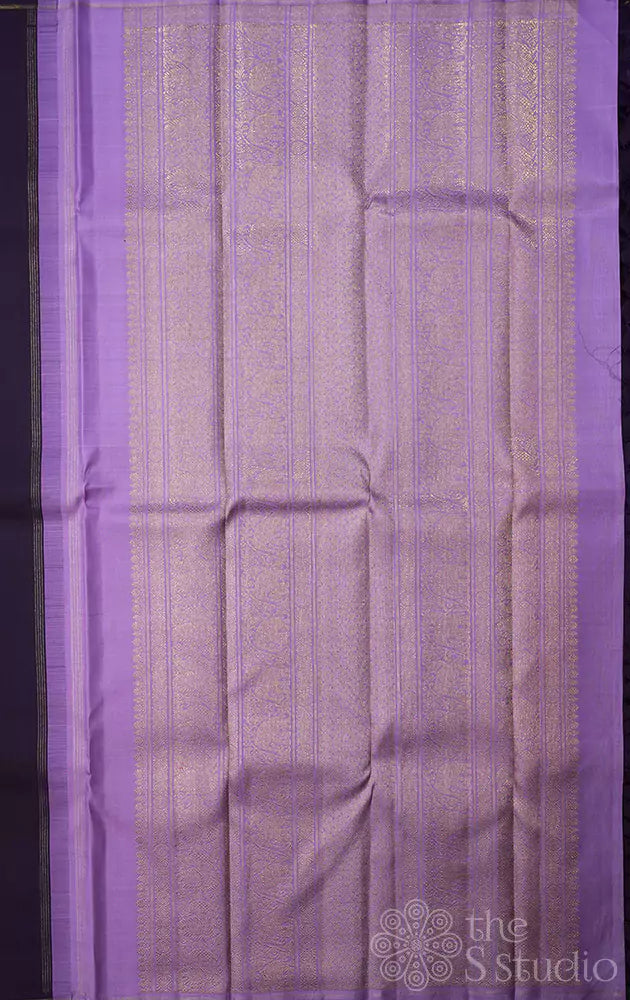 Violet kanchi silk saree with deer buttas