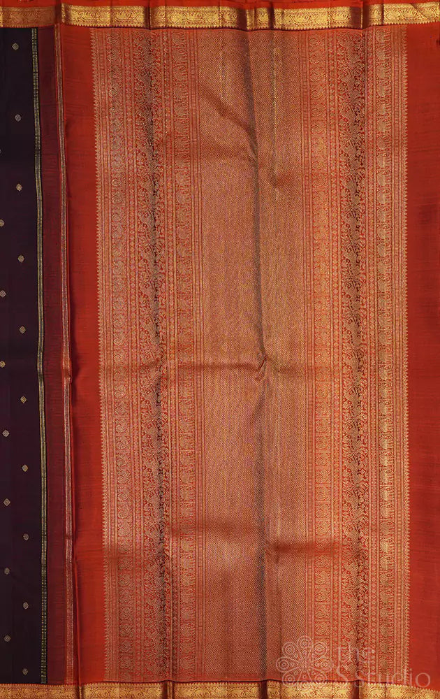 Paaku brown small border kanjivaram silk saree