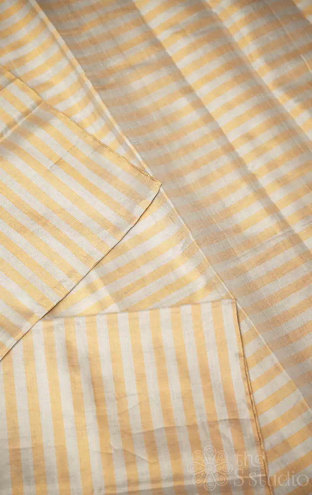 Gold and silver lines chanderi tissue silk saree