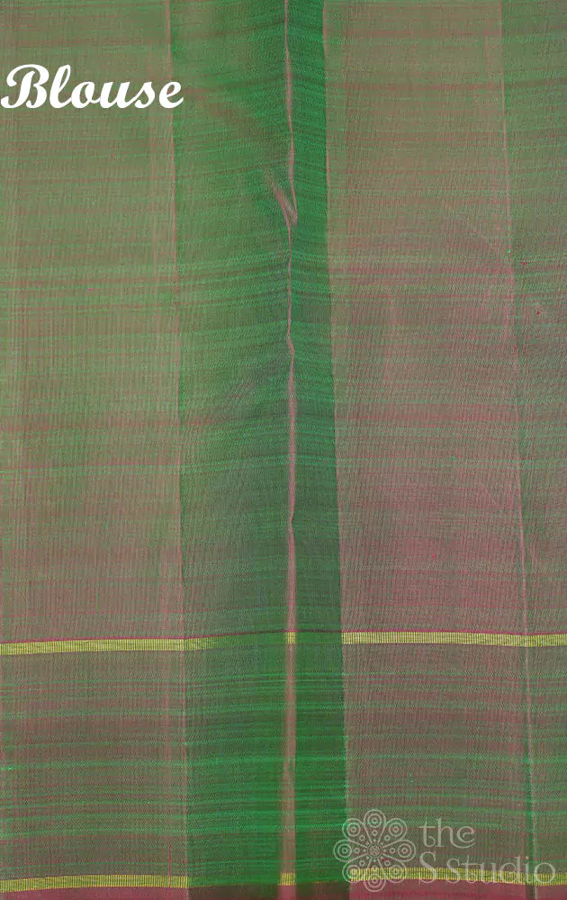 Light green kanchi silk saree with dual tone green border