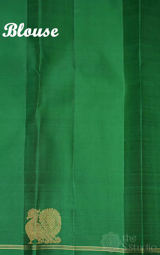 Purple kanchi silk saree with green pallu