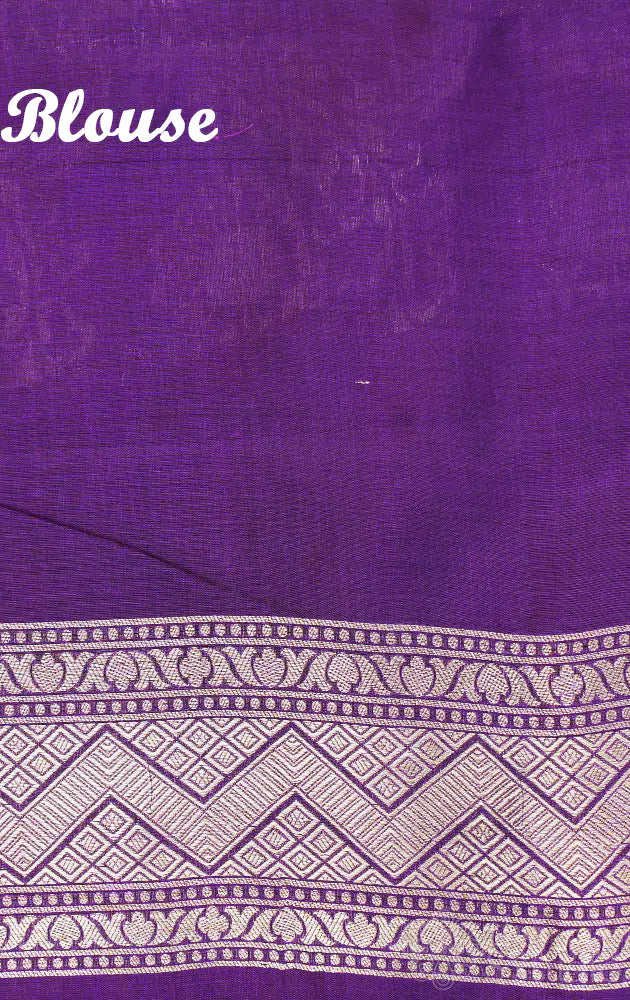 Purple handloom banarasi katan silk saree with zari border