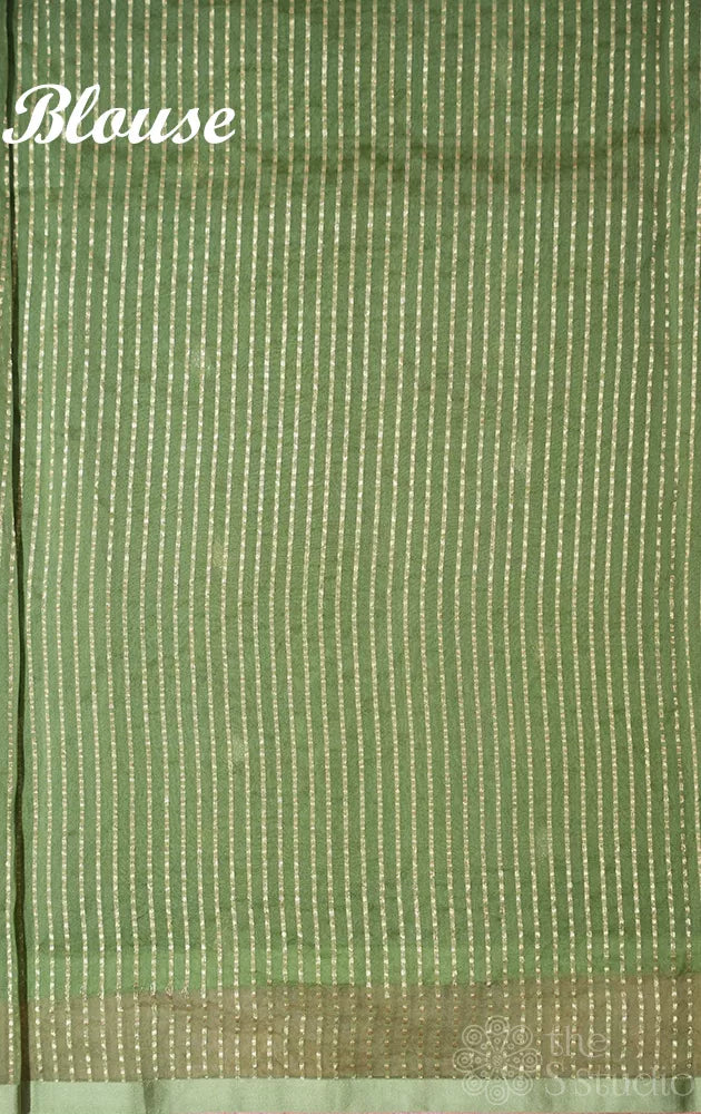 Elachi green lightweight organza banarasi silk saree