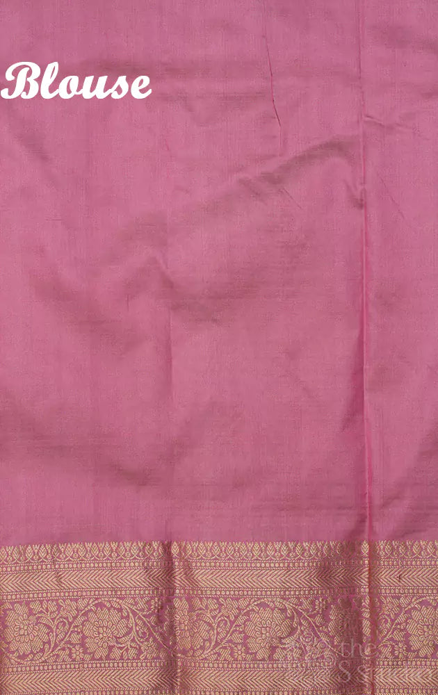 Pastel pink handloom banarasi katan silk saree with small buttas