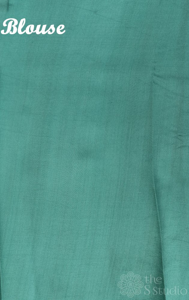 Light blue and green shaded handloom light weight katan banarasi silk saree