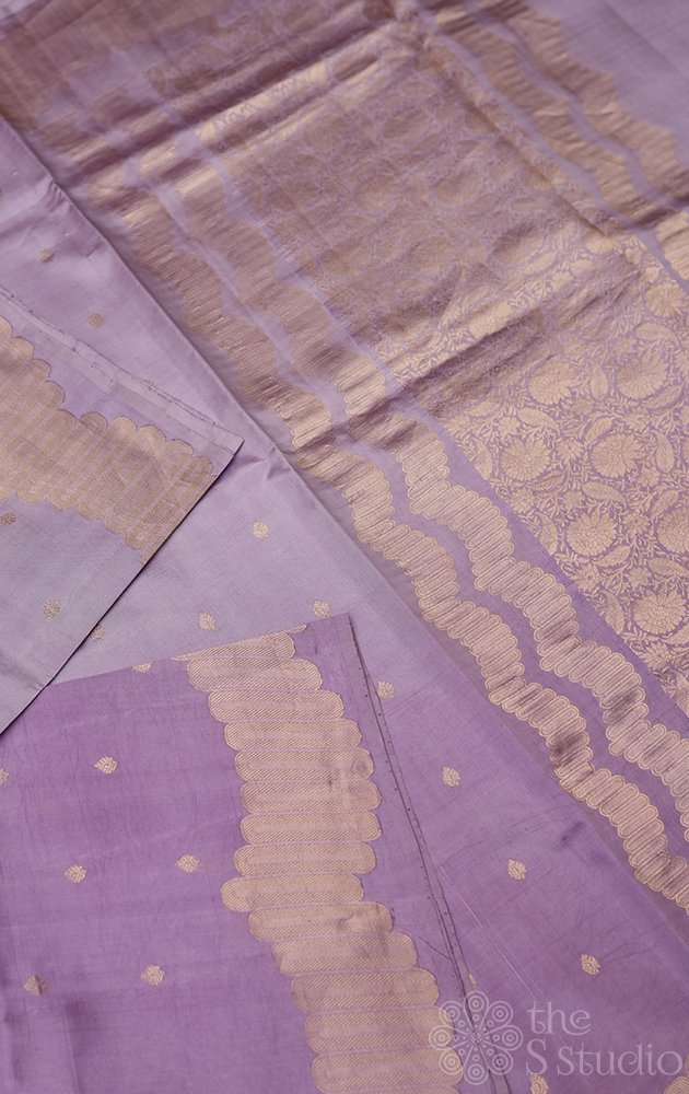 Light lavendar shaded light weight handloom katan banarasi silk saree