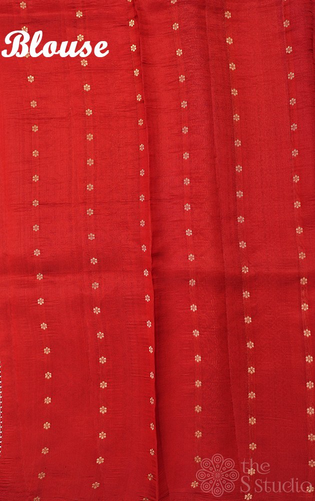 Rani pink and red shaded handloom soft katan banarasi silk saree