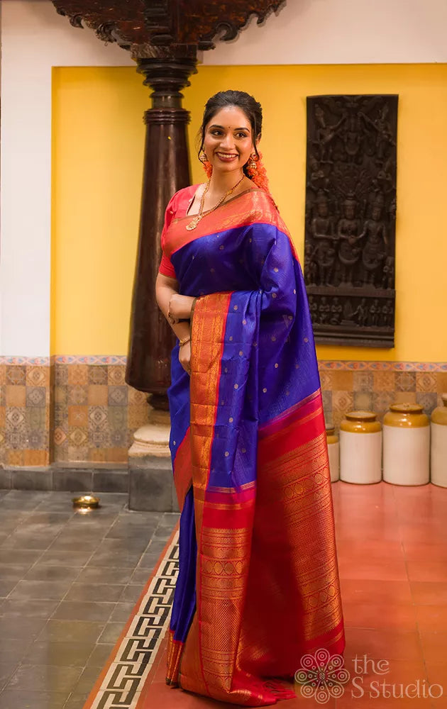 Royal blue vairaoosi kanchipuram silk saree