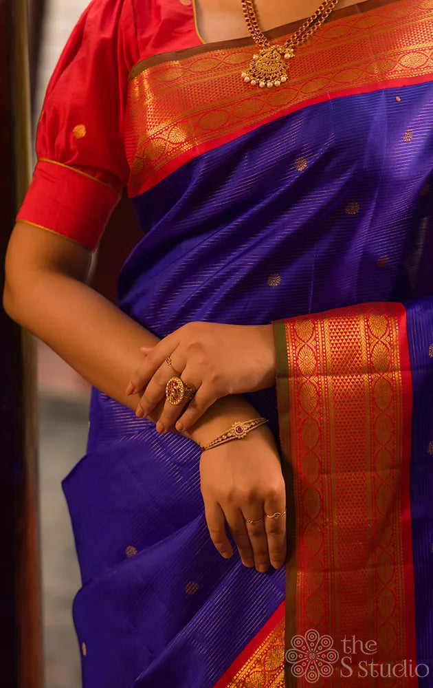 Royal blue vairaoosi kanchipuram silk saree