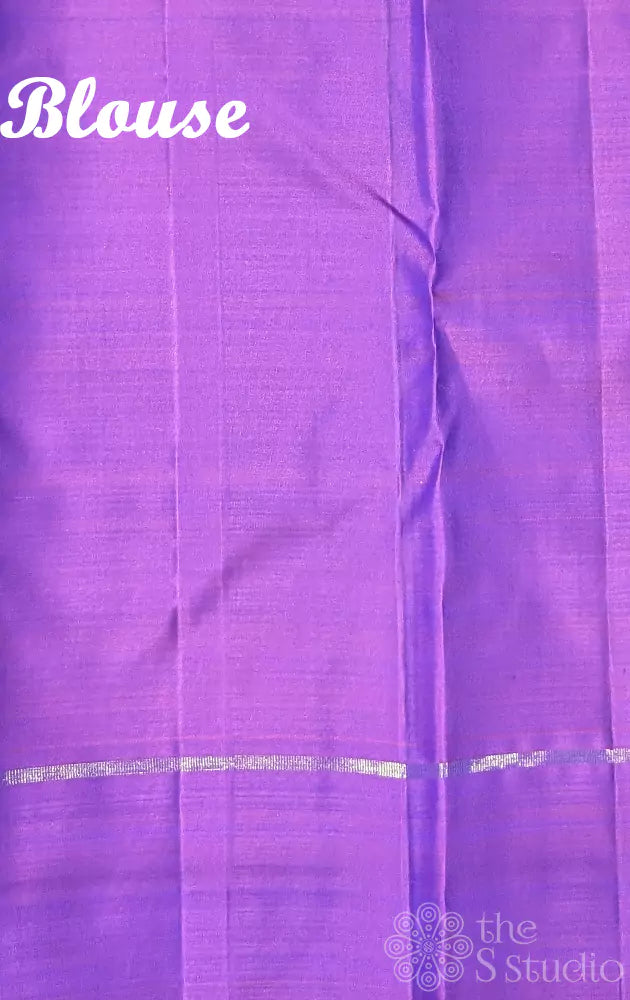 Peacock blue kanjivaram silk saree with purple border