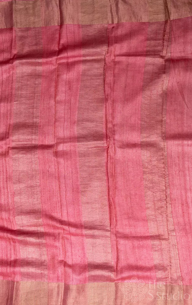 Black tussar silk saree with leaf prints and kantha embroidery