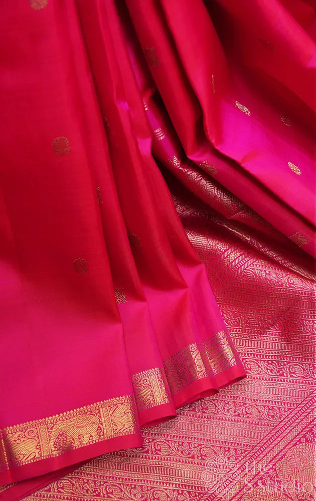 Rani pink small border kanjivaram silk saree