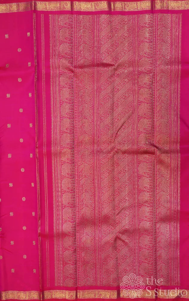Rani pink small border kanjivaram silk saree