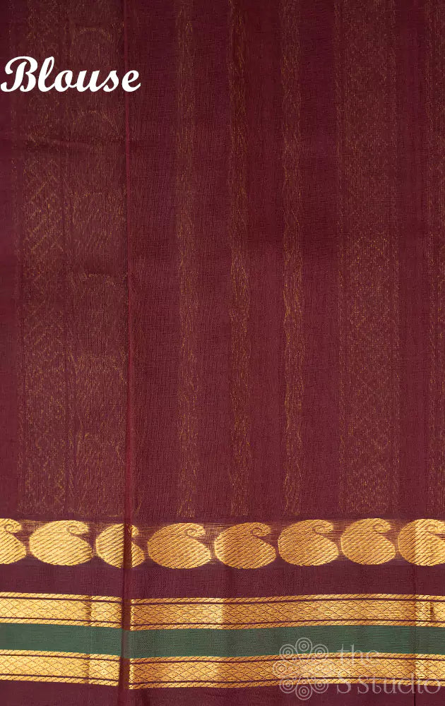 Peach silk cotton saree with pichwai prints