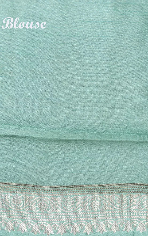 Peach chiniya banarasi silk saree with contrast blouse