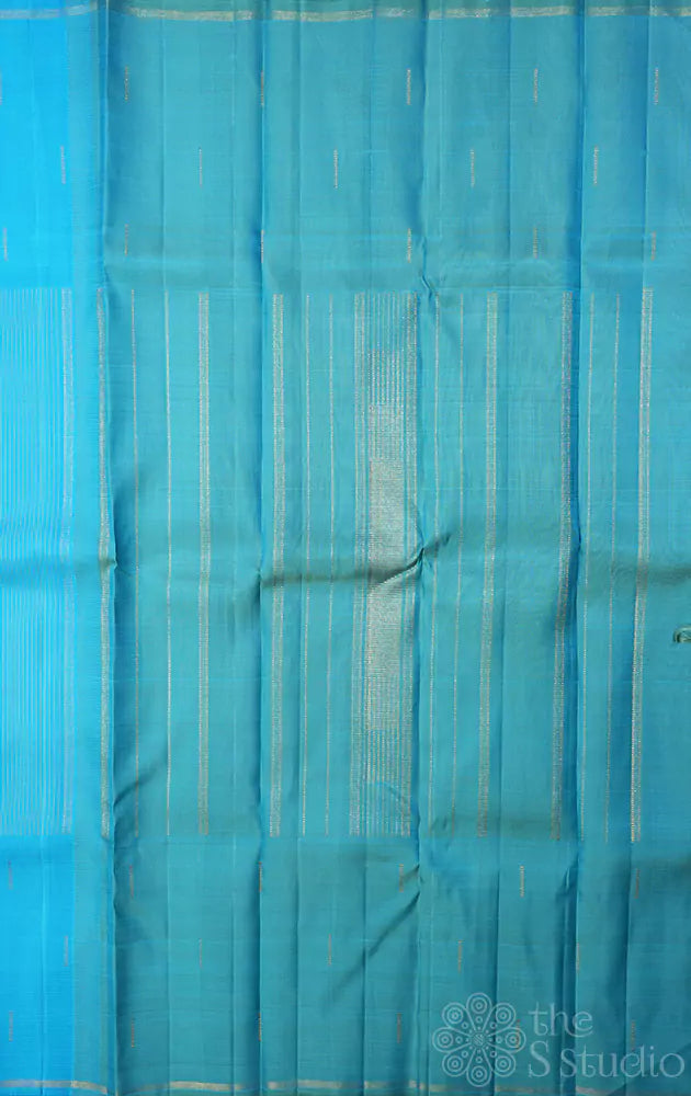 Anandha blue kanjivaram saree with rain drops motifs