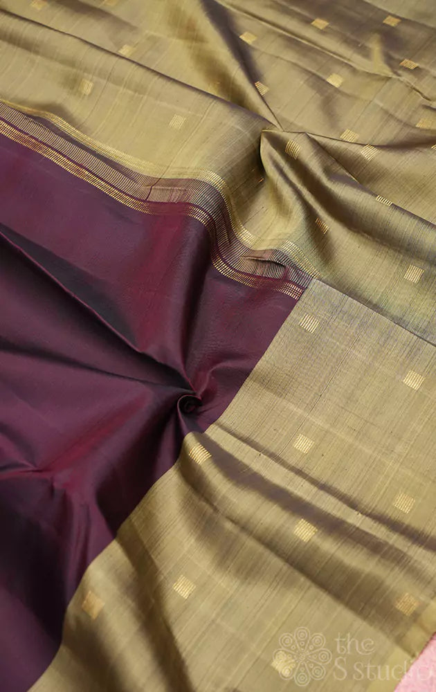 Brown kanchi silk saree with butta border