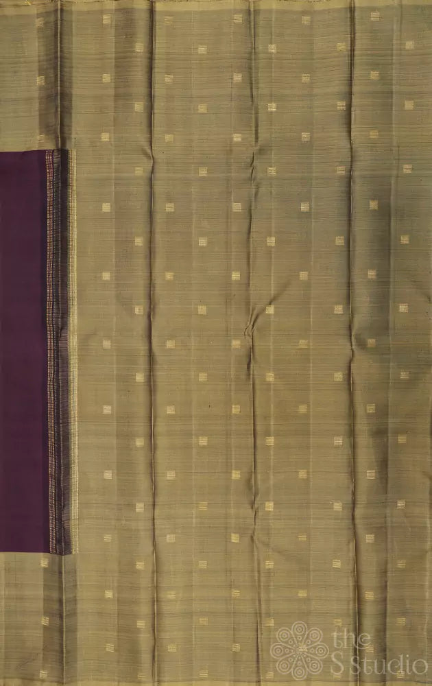 Brown kanchi silk saree with butta border