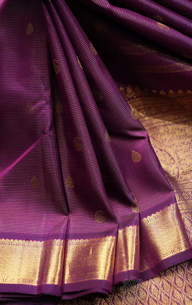 Deep purple vairaoosi kanchipuram silk saree with mango and thilakam buttas (pre-order available)